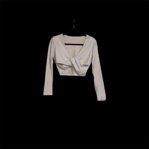 Amazon Criss Cross Long Sleeve Crop Top | Size Medium | White